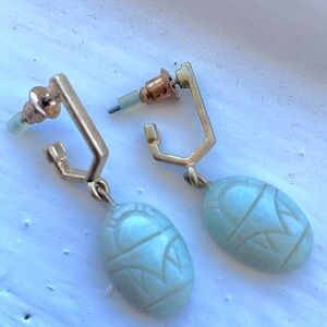 Vintage amazonite scarab earrins